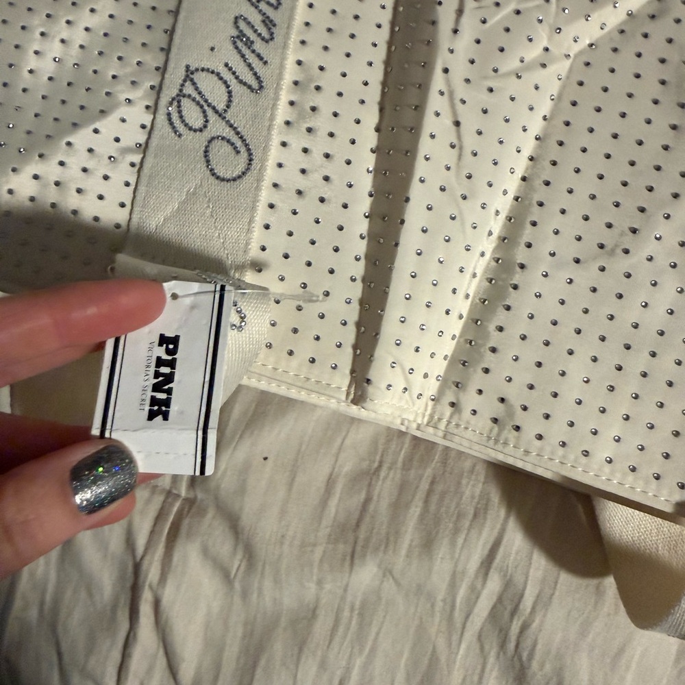 PINK Victoria's Secret White Tote with Rhinestones - Picture 5 of 7